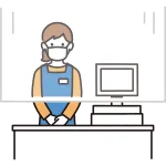 A Female Clerk Who Hits The Cash Register Through The Vinyl Sheet SVG Icon